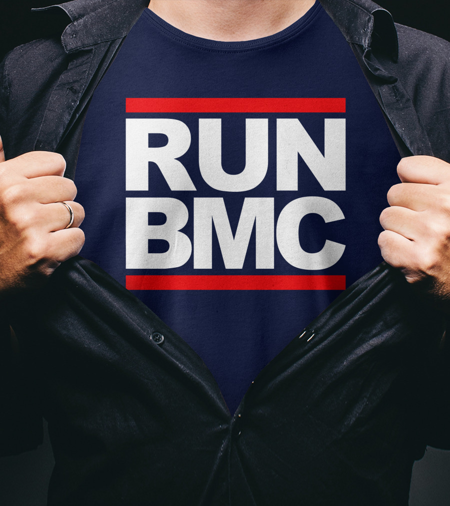 RUN BMC Bold White Text With Red Bars T-Shirt