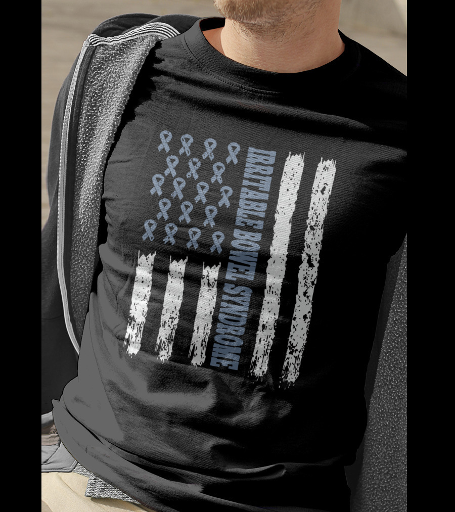 Irritable Bowel Syndrome Awareness Flag With Ribbons T-Shirt