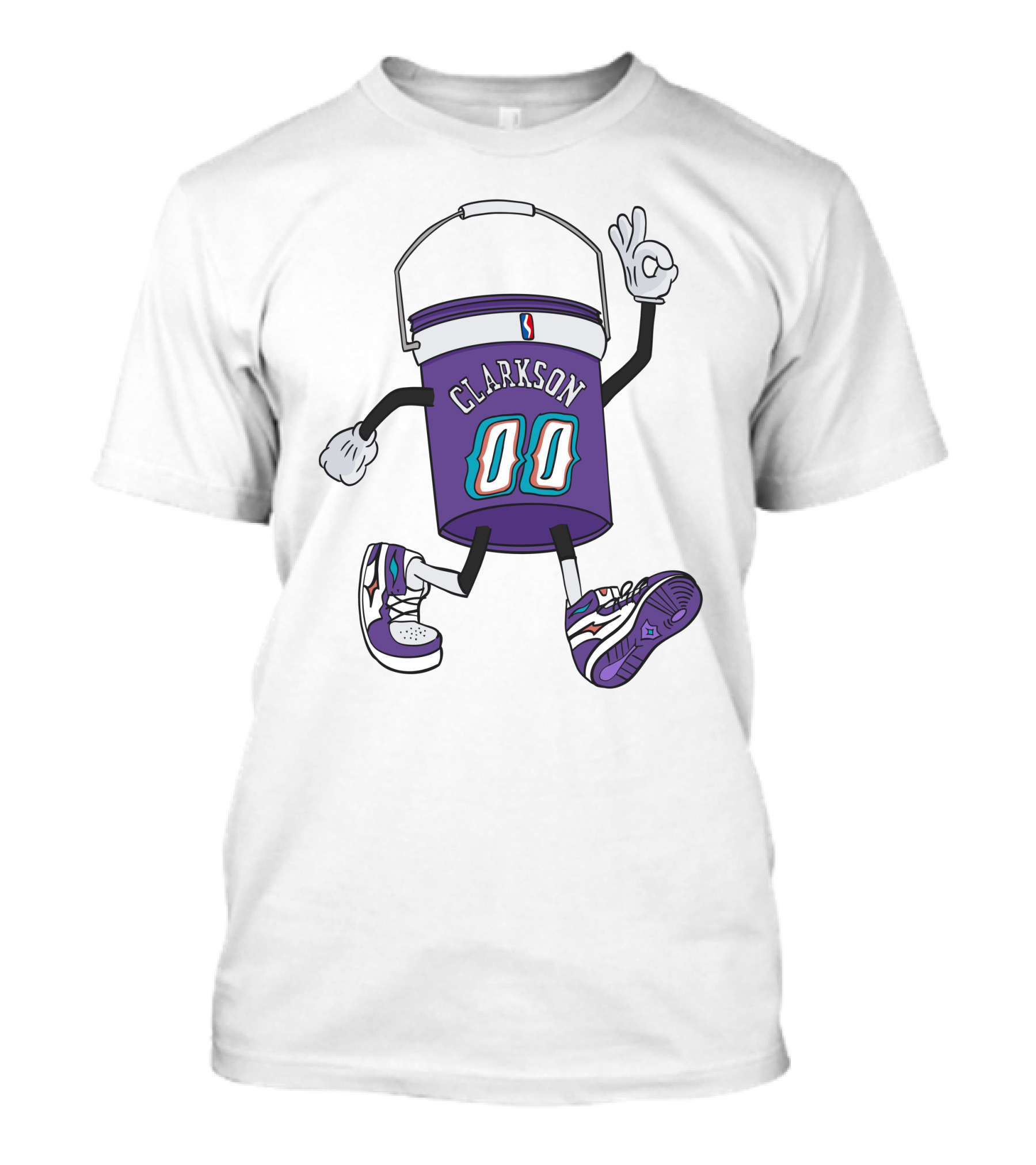 Clarkson 00 NBA Themed Cartoon Bucket Character With Sneakers T-Shirt