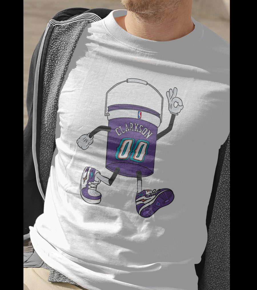 Clarkson 00 NBA Themed Cartoon Bucket Character With Sneakers T-Shirt