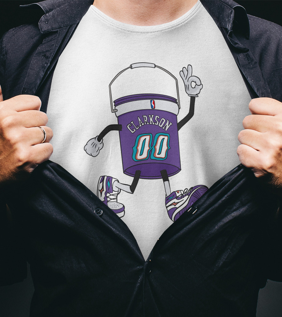 Clarkson 00 NBA Themed Cartoon Bucket Character With Sneakers T-Shirt