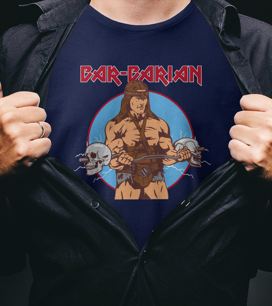 Bar-Barian Arnold Schwarzenegger Skulls And Muscles Iconic T-Shirt