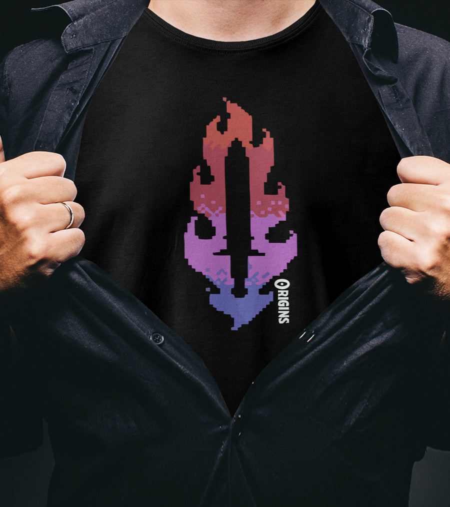Drlupo Merch Shop Pixelated Sword Flame Origins T-Shirt