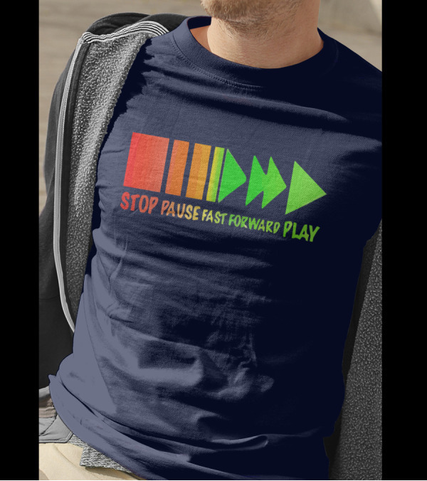 Stop Pause Fast Forward Play Bright Iconic Symbols T-Shirt