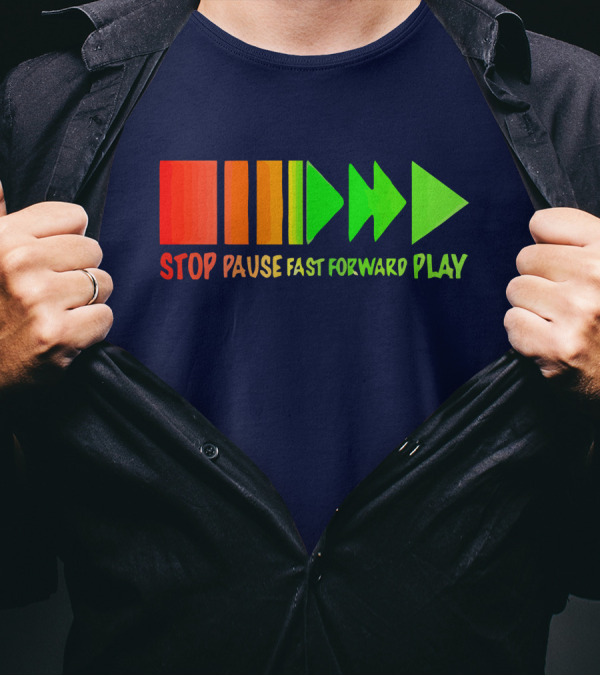 Stop Pause Fast Forward Play Bright Iconic Symbols T-Shirt
