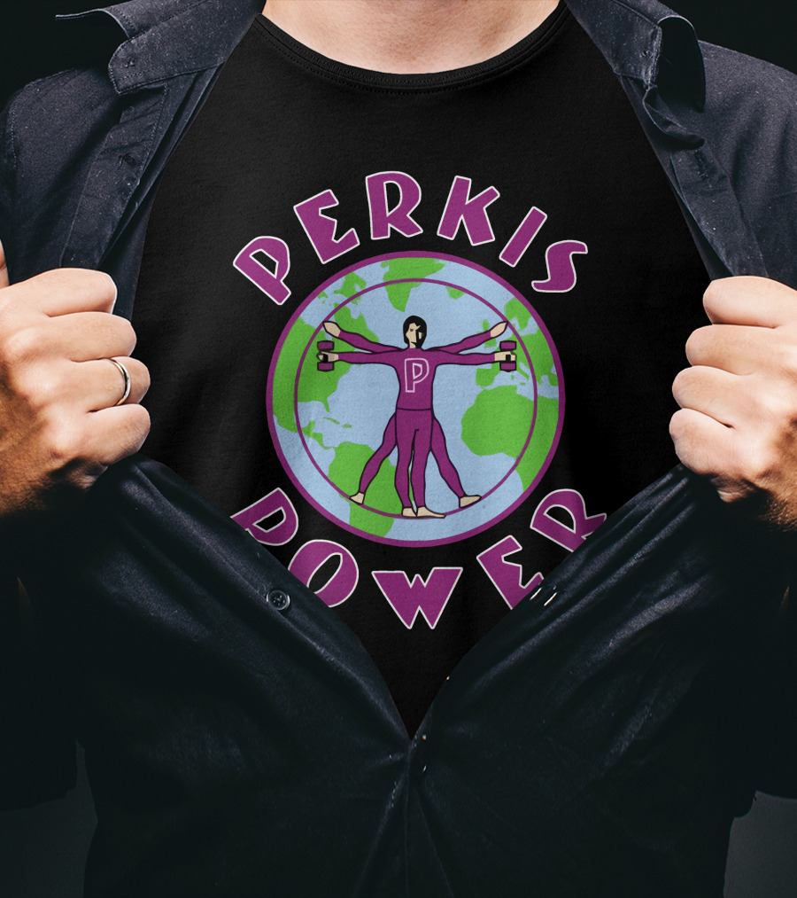 Perkis Power Camp Hope Fitness Icon With World Background T-Shirt