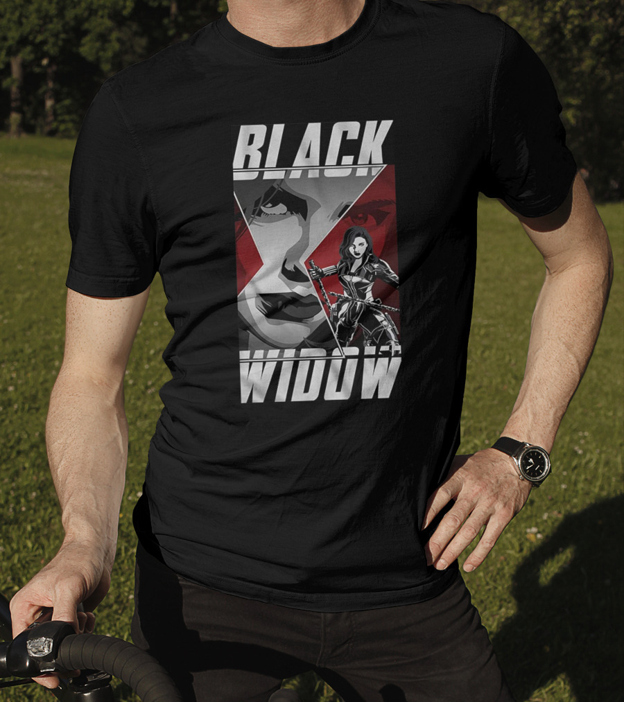 Black Widow Avengers Iconic Red And Silver Artistic T-Shirt