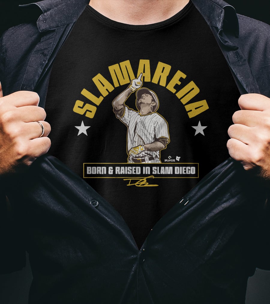 SLAMARENA Born And Raised In Slam Diego Baseball Stars T-Shirt