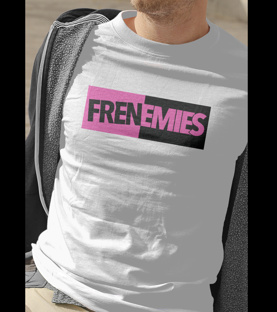Frenemies Bold Pink Black Split Merch Shop T-Shirt