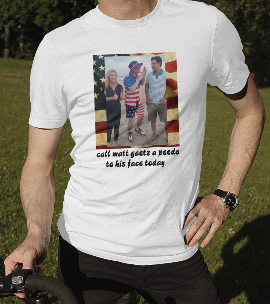 Call Matt Gaetz A Peedo To His Face Today American Flag Beach Photo T-Shirt