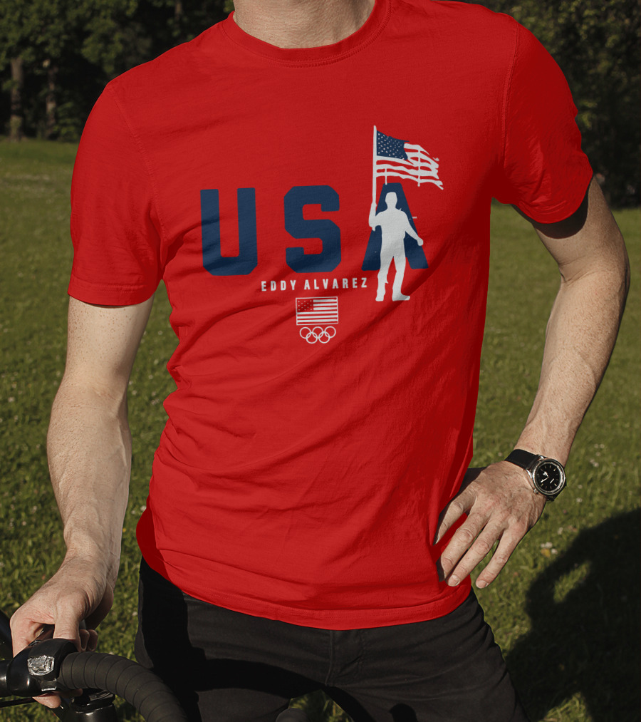 USA Eddy Alvarez Olympic Flag Bearer T-Shirt