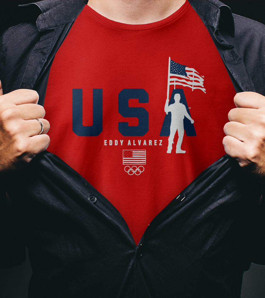 USA Eddy Alvarez Olympic Flag Bearer T-Shirt