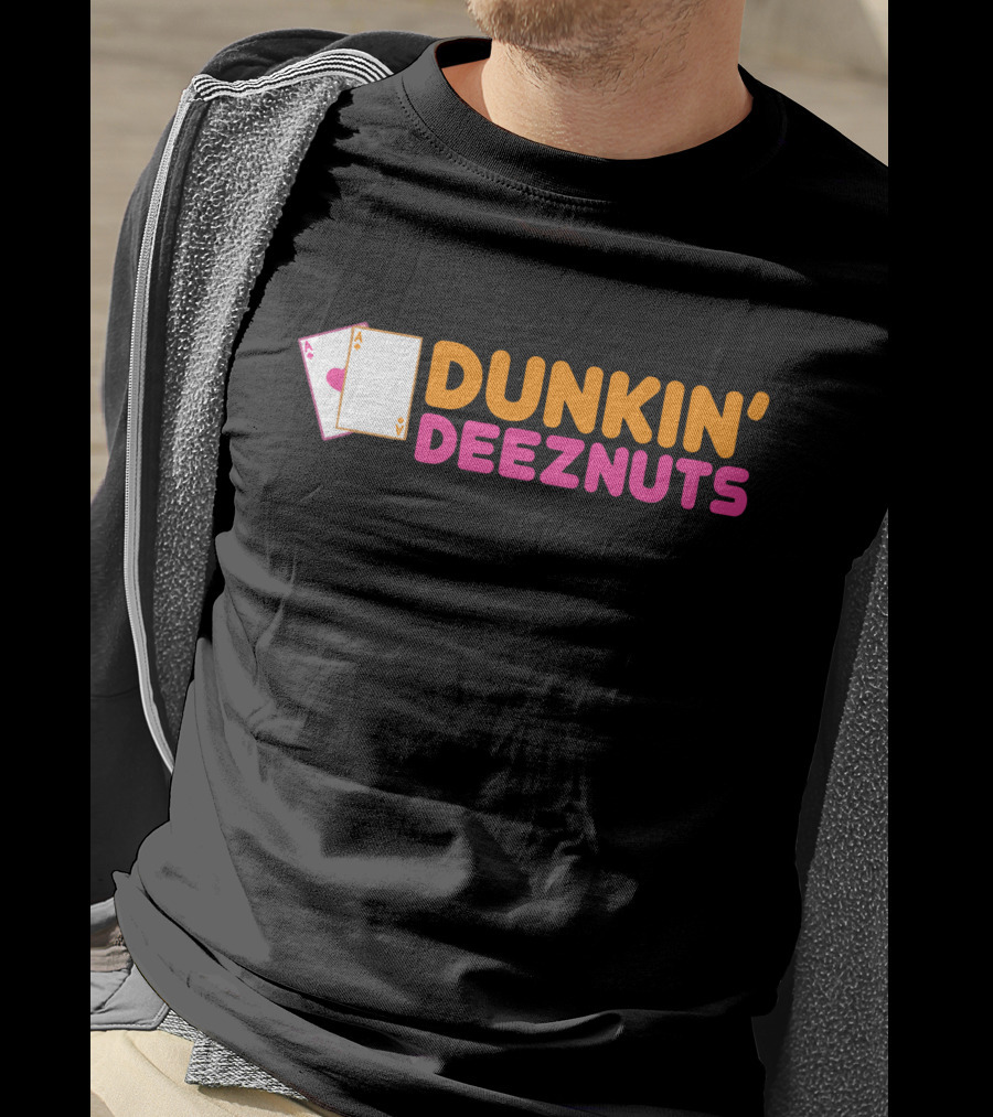 Dunkin Deez Nuts Pocket Aces Playing Cards Humor T-Shirt