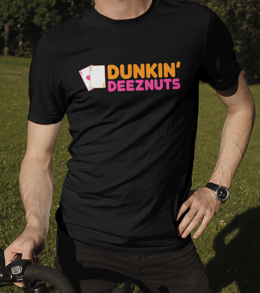 Dunkin Deez Nuts Pocket Aces Playing Cards Humor T-Shirt