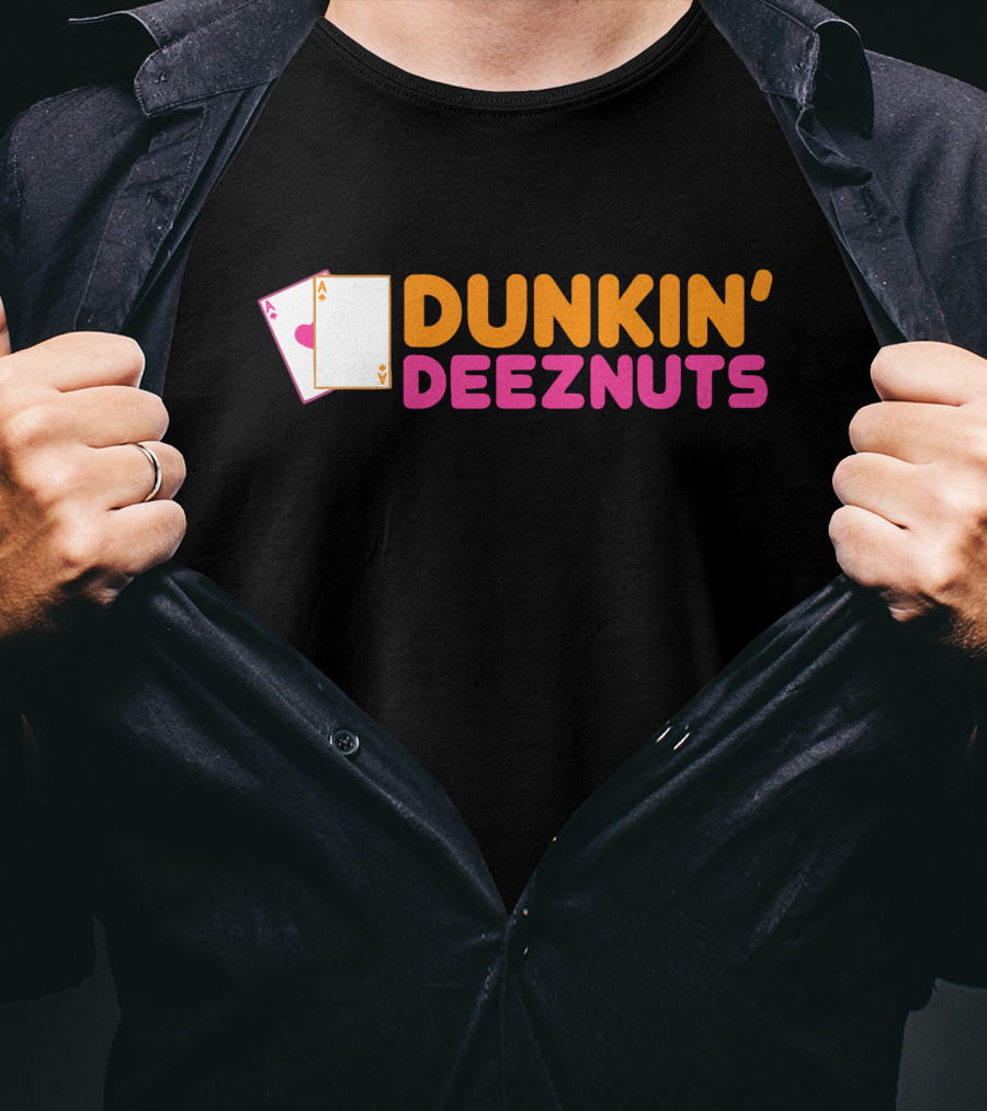 Dunkin Deez Nuts Pocket Aces Playing Cards Humor T-Shirt