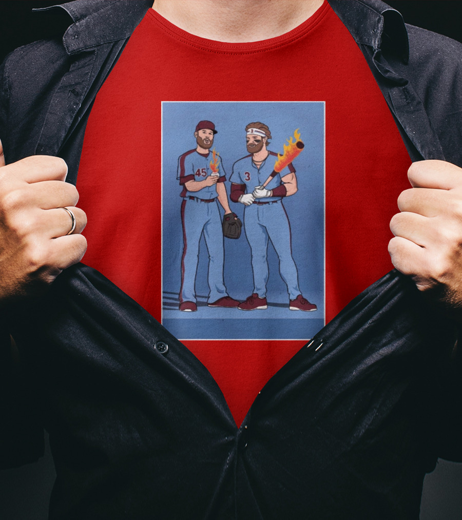 Bryce And Zack Flaming Baseball Bat T-Shirt