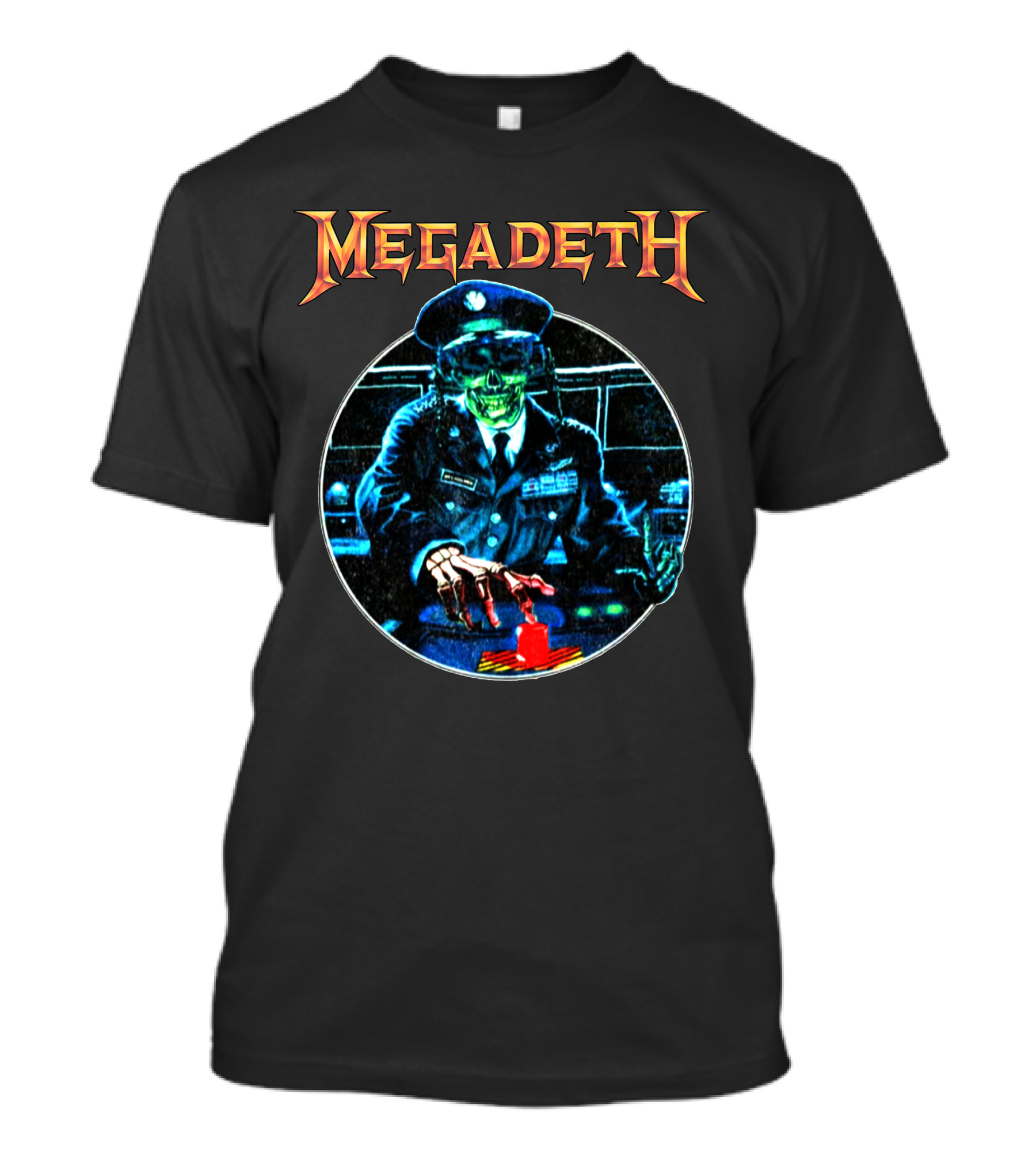 Megadeth Vic Rattlehead Pushes Button Retro T-Shirt
