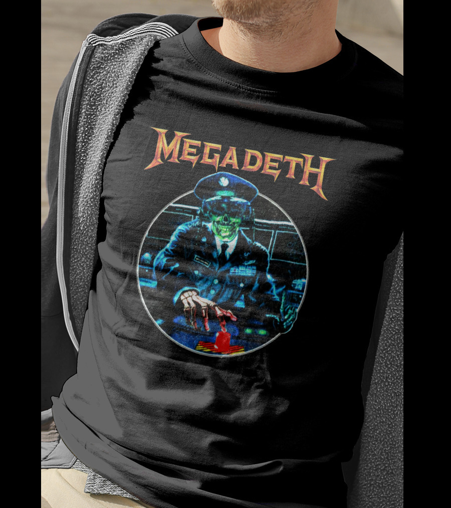 Megadeth Vic Rattlehead Pushes Button Retro T-Shirt