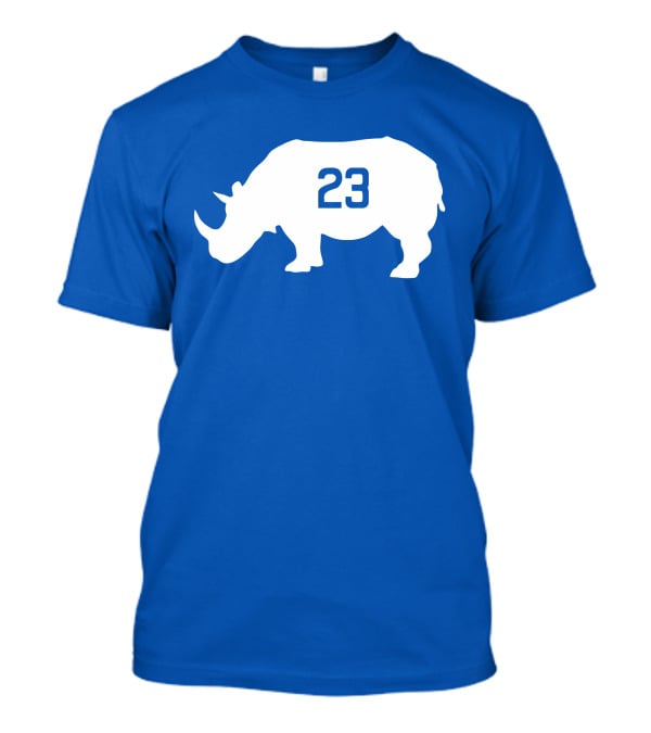 23 Rhino Silhouette Blue Background T-Shirt