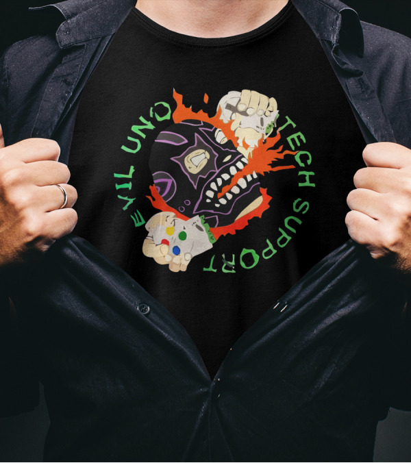Evil Uno Tech Support AEW Mask And Game Controller T-Shirt