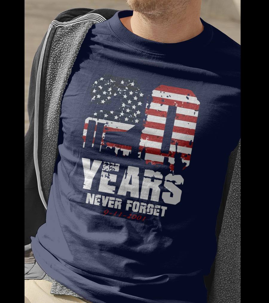 20 Years Never Forget 9-11-2001 American Flag T-Shirt