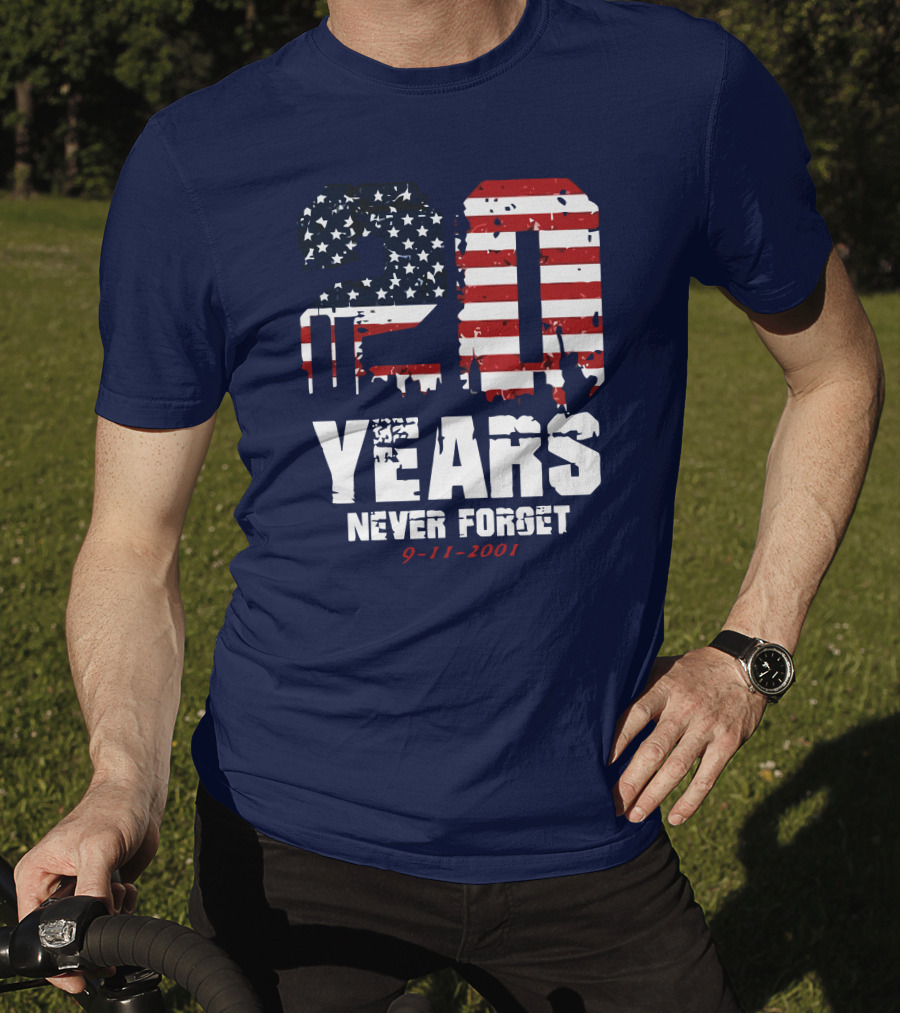 20 Years Never Forget 9-11-2001 American Flag T-Shirt
