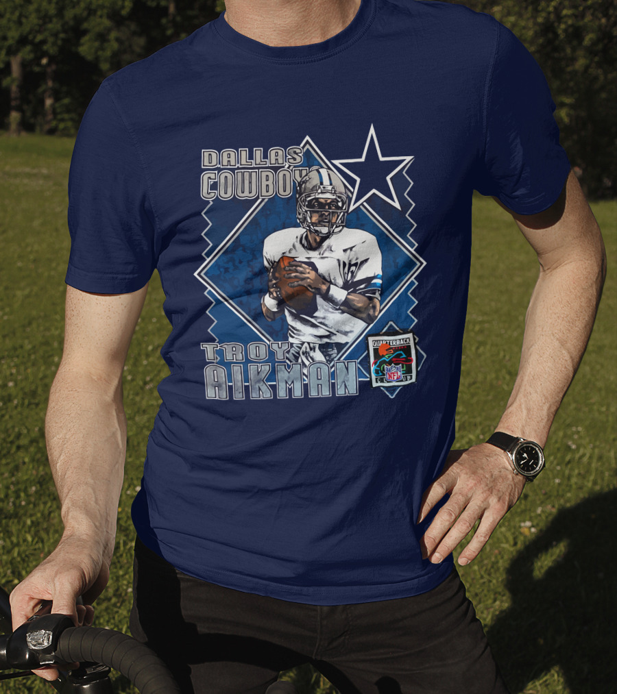 Dallas Cowboys Troy Aikman NFL Vintage Quarterback Star Nutmeg T-Shirt
