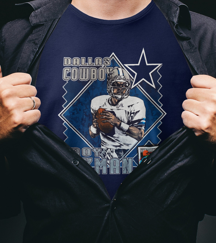 Dallas Cowboys Troy Aikman NFL Vintage Quarterback Star Nutmeg T-Shirt