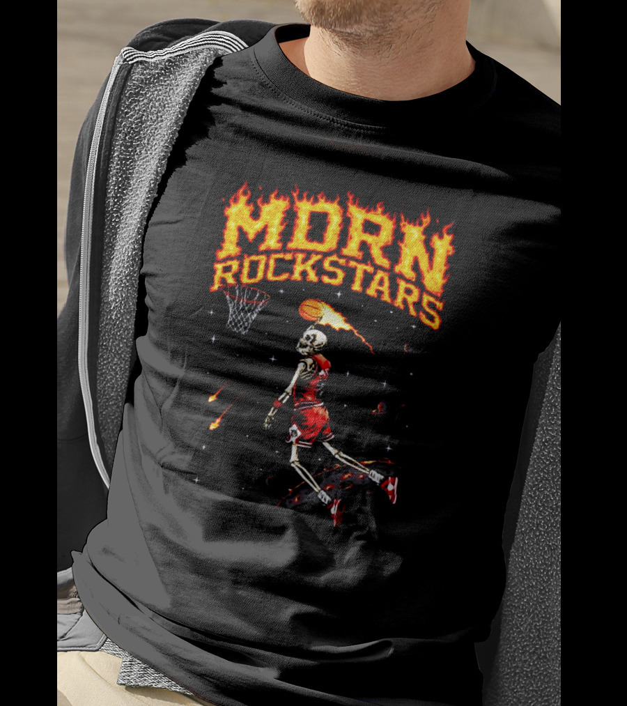 MDRN Rockstars His Airness MJ Basketball Skeleton Dunking T-Shirt
