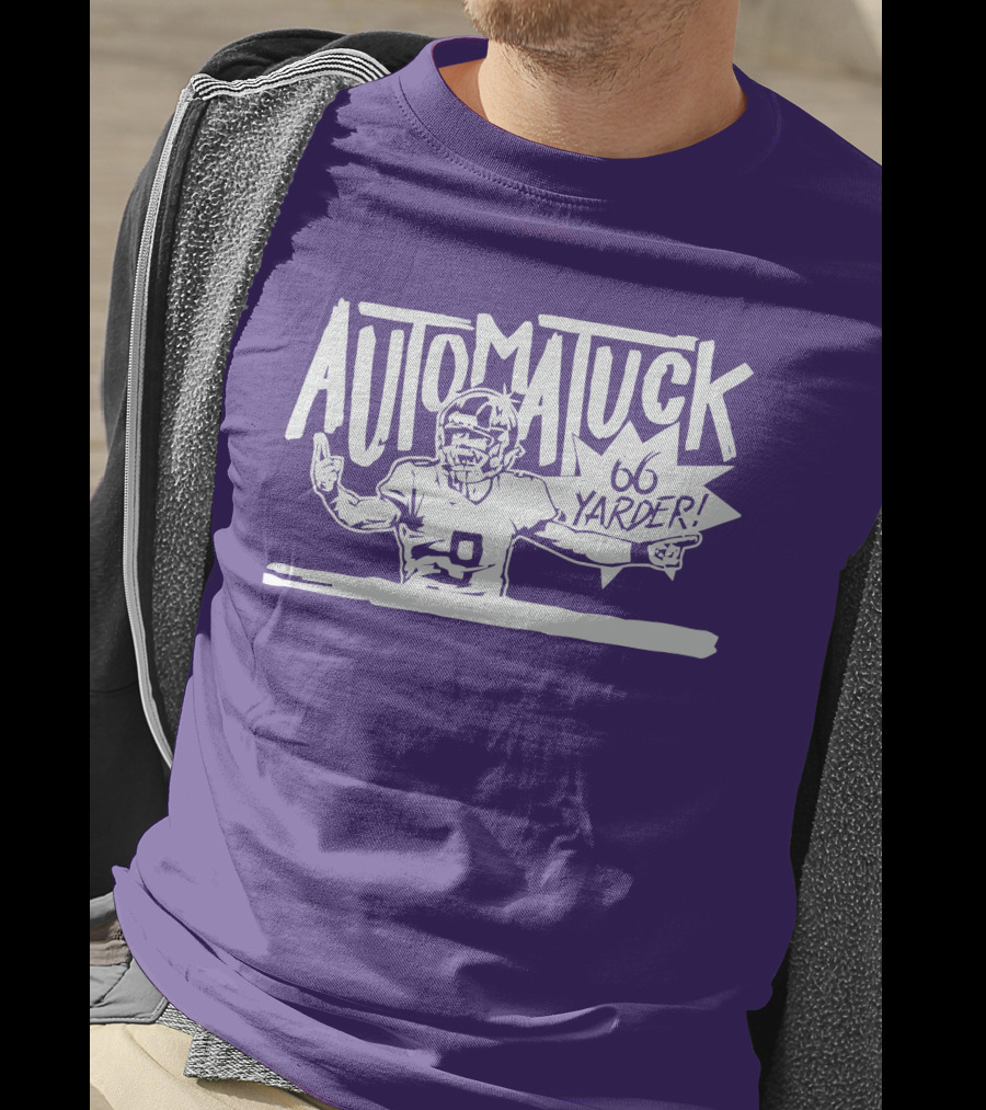 Automatuck 66 Yarder Football Player Purple Background T-Shirt