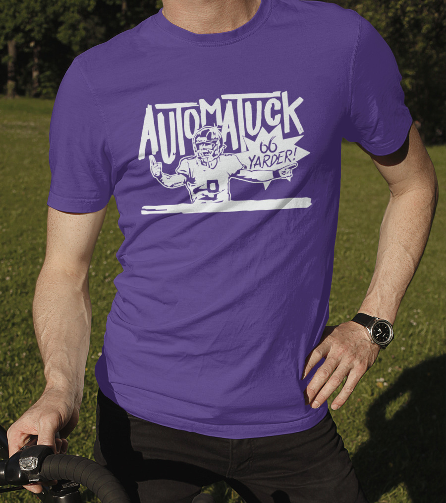 Automatuck 66 Yarder Football Player Purple Background T-Shirt