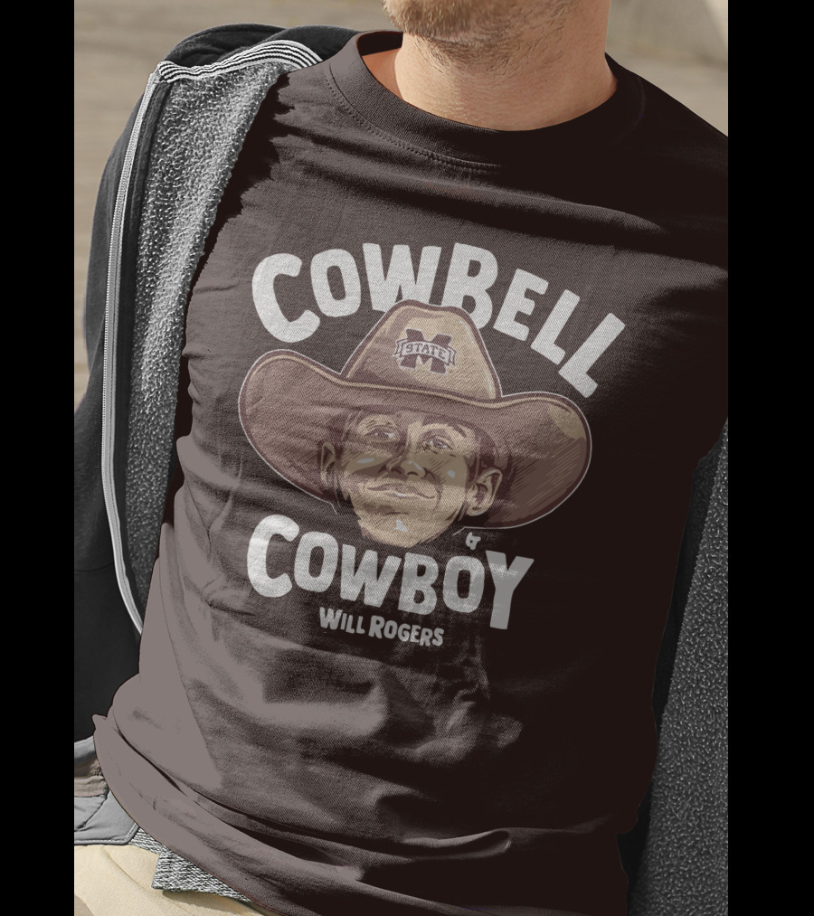 Mississippi State M State Cowbell Cowboy Will Rogers T-Shirt