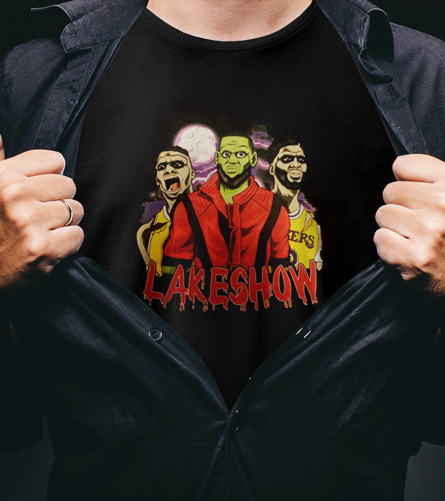 Lakeshow Halloween Russ Bron Brow Lakers Monster Trio T-Shirt