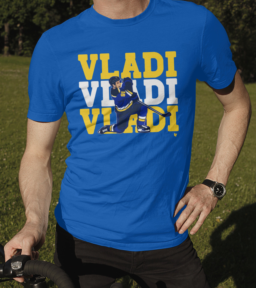 VLADI Chant Hockey Player In Blue And Yellow With Number 91 T-Shirt