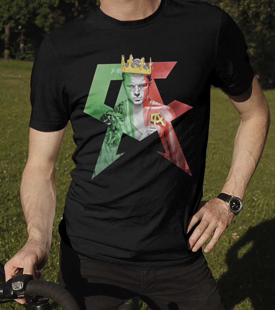 Canelo Champion King In Mexican Flag Colors With Crown And CA T-Shirt