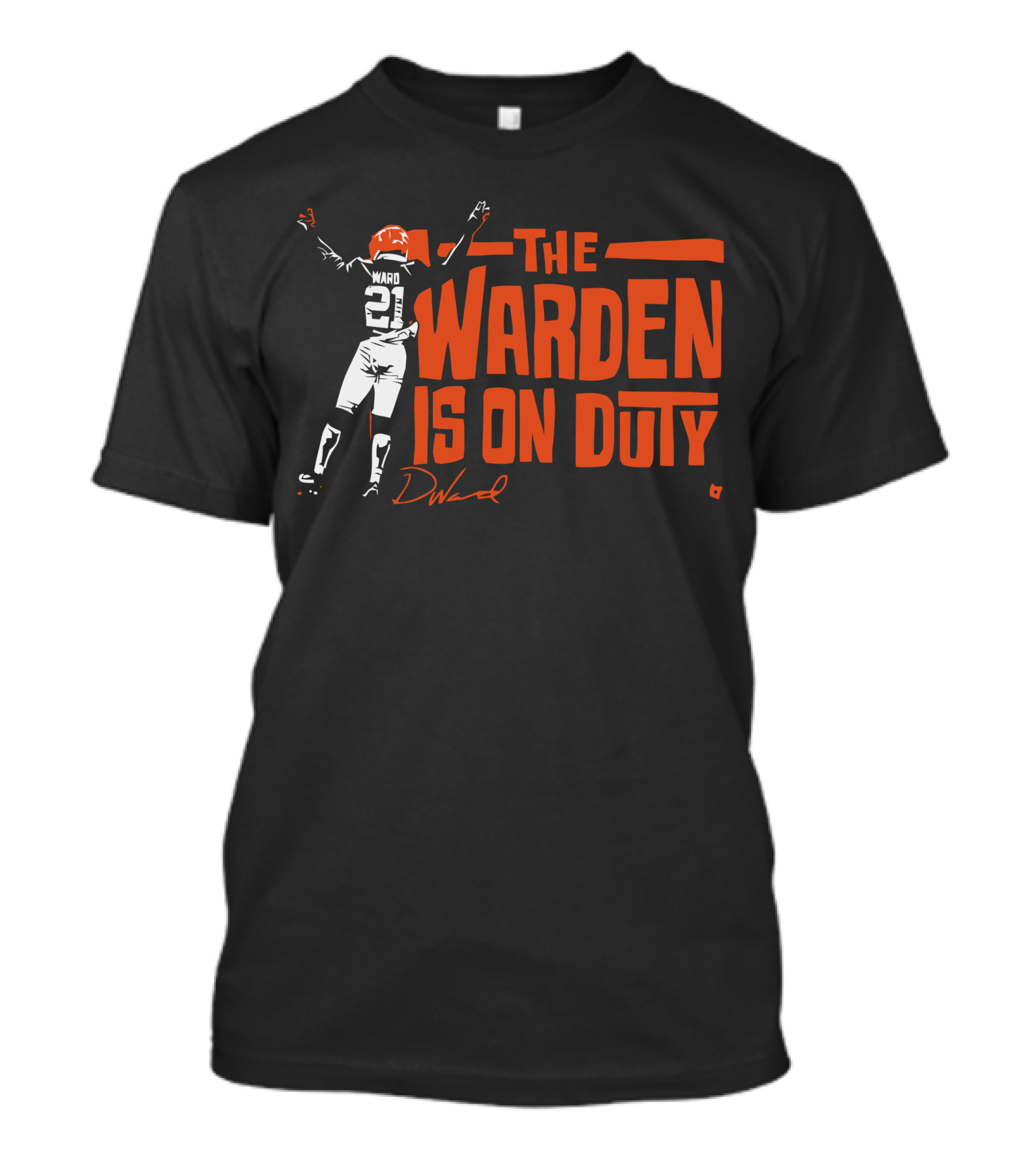 The Warden Denzel Ward Is On Duty 21 Signature Football T-Shirt