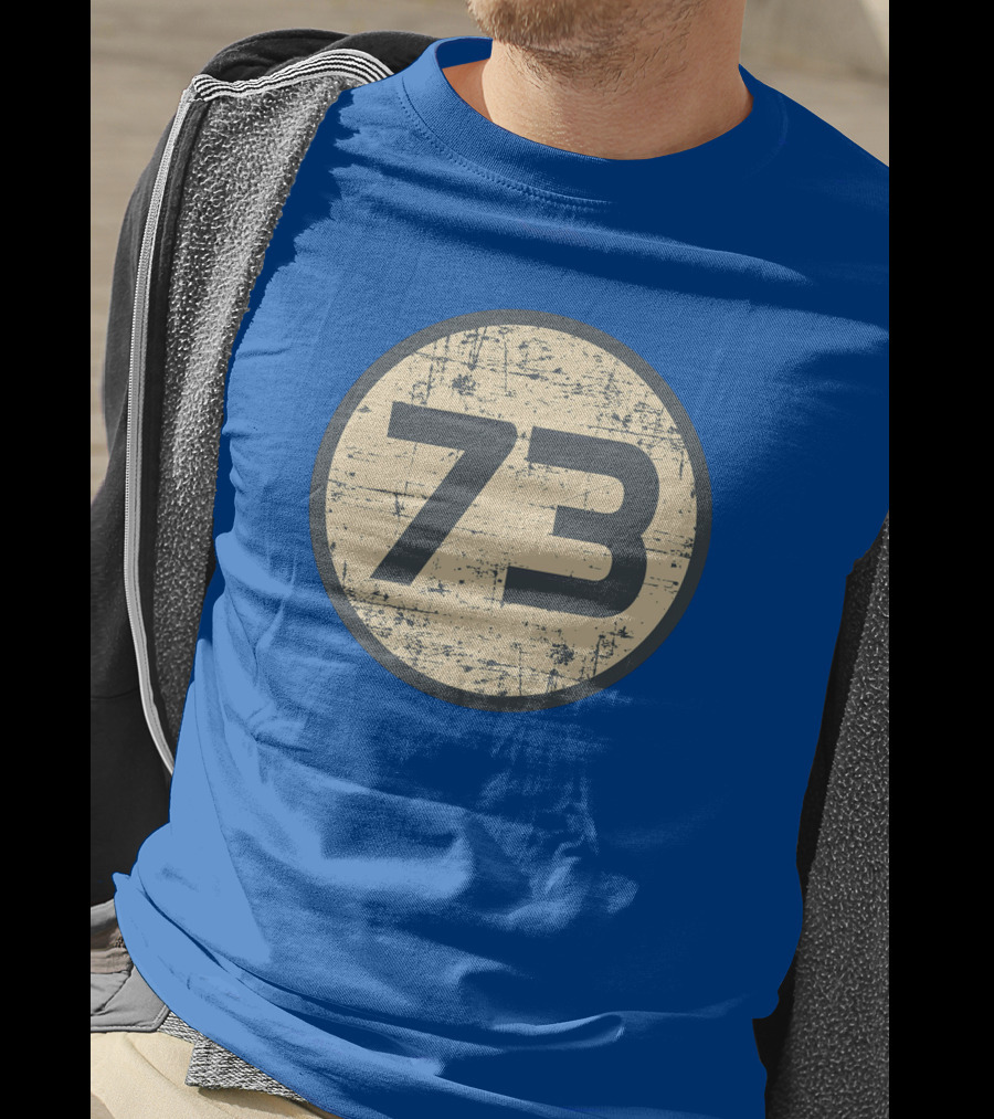 Big Bang Theory Sheldon Cooper 73 Vintage Distressed Blue Circle T-Shirt