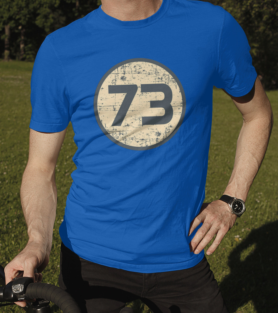 Big Bang Theory Sheldon Cooper 73 Vintage Distressed Blue Circle T-Shirt