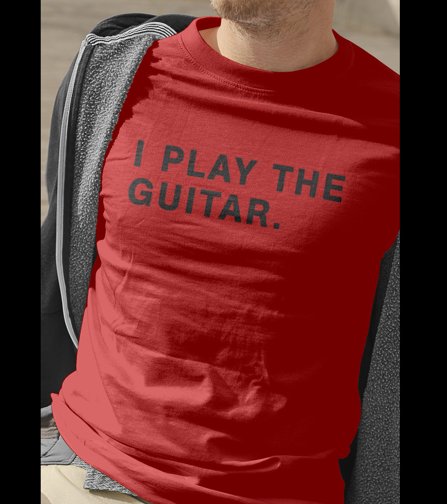I Play The Guitar Bold Red T-Shirt