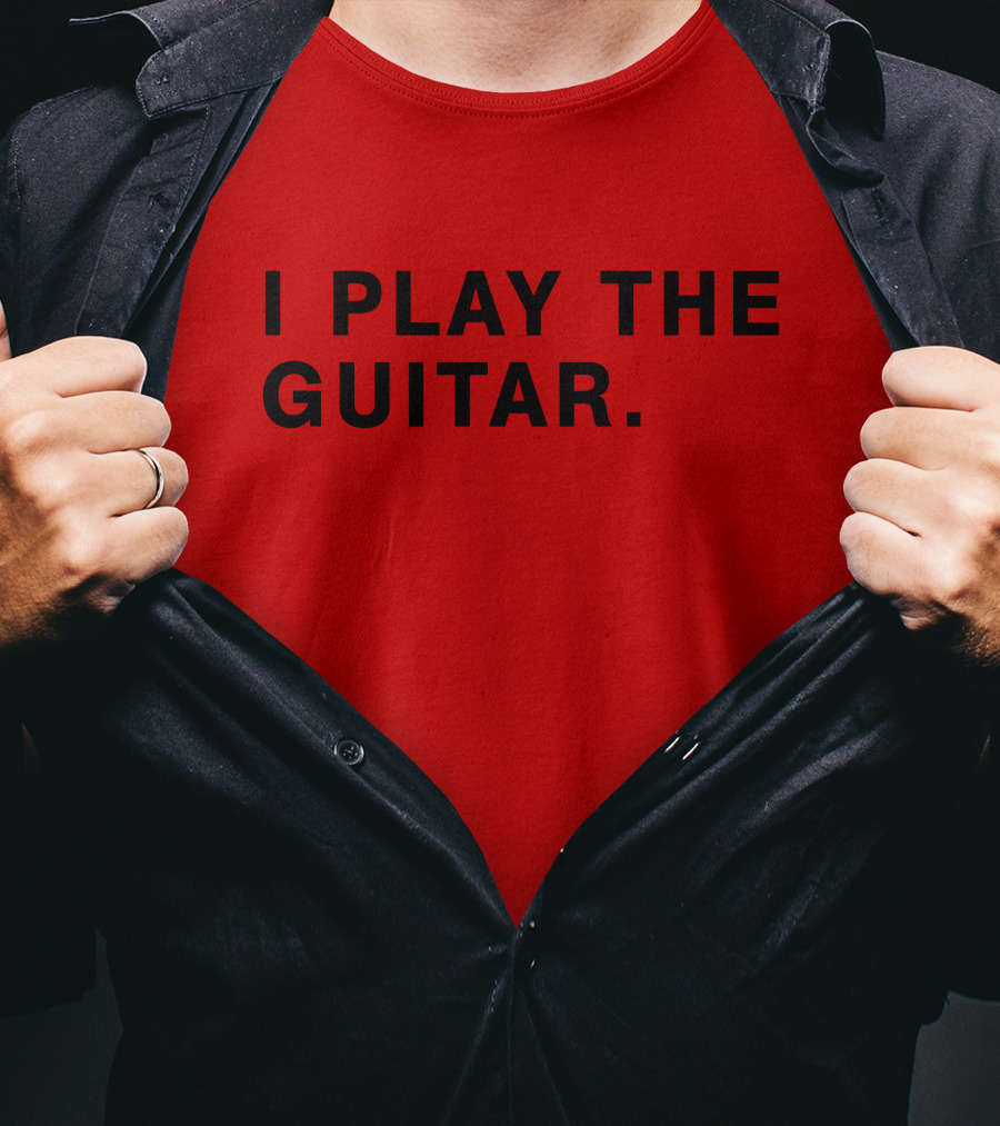 I Play The Guitar Bold Red T-Shirt