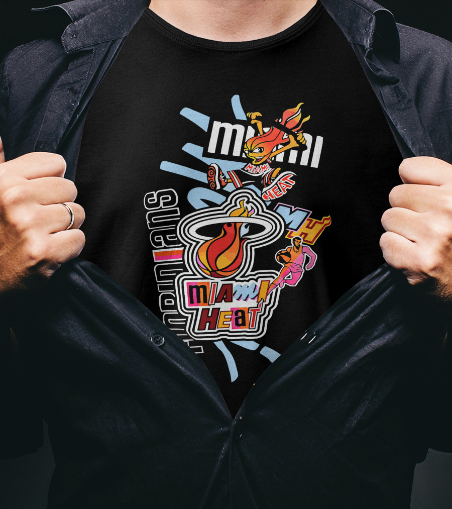 Miami Heat Basketball Mashup Midnight Madness Florida Icons T-Shirt