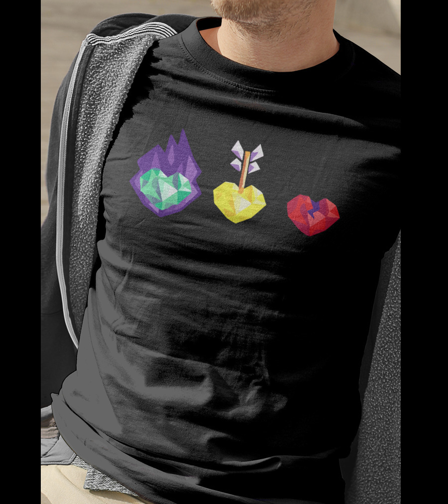 Grian 3 Lives Geometric Hearts With Flame Arrow And Broken T-Shirt