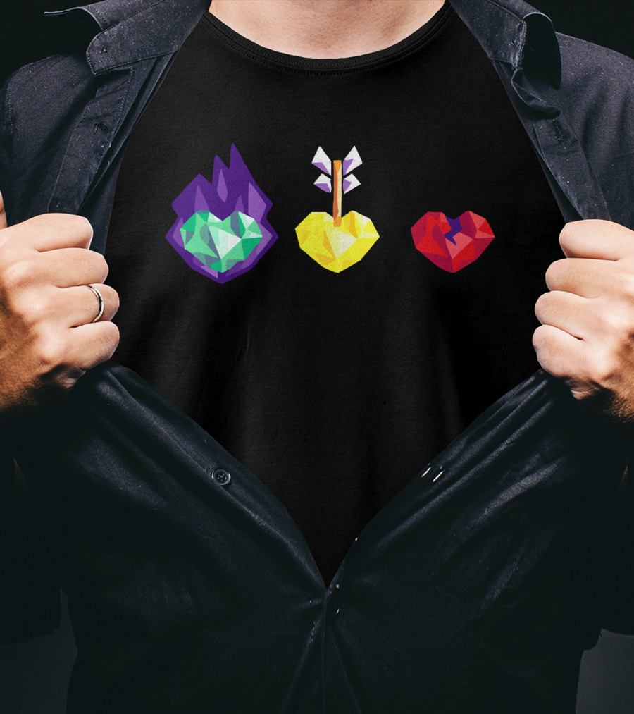 Grian 3 Lives Geometric Hearts With Flame Arrow And Broken T-Shirt