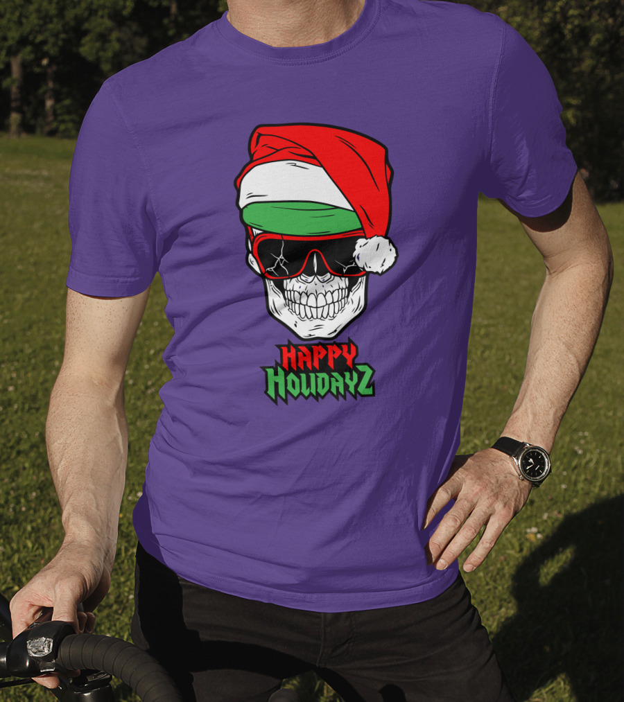 Matt Cardona Happy Holidayz Skull Santa Hat T-Shirt