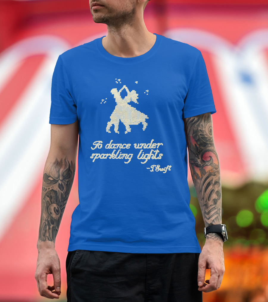 Taylor Swift To Dance Under Sparkling Lights Christmas Tree Farm Blue T-Shirt