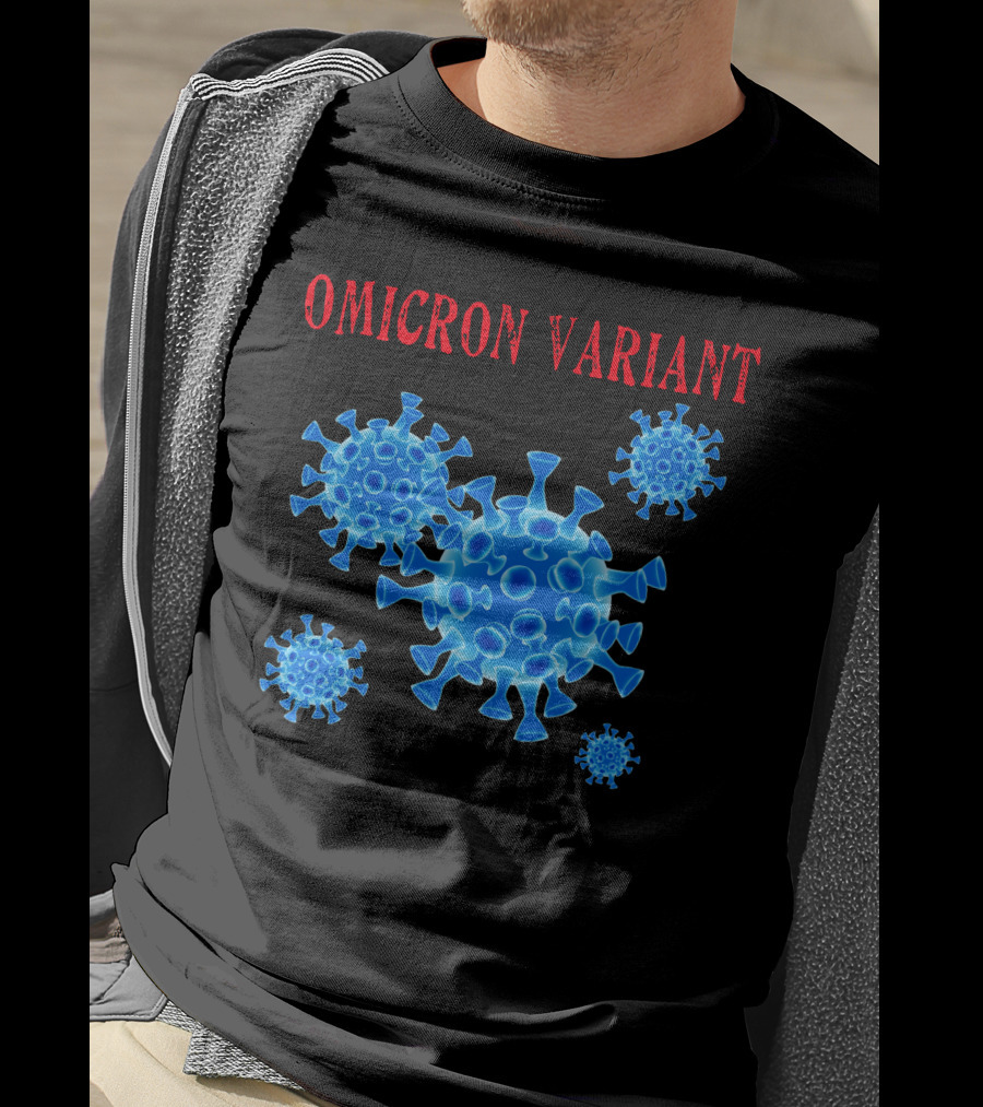Omicron Variant Virus Graphic Blue Molecular Structure T-Shirt
