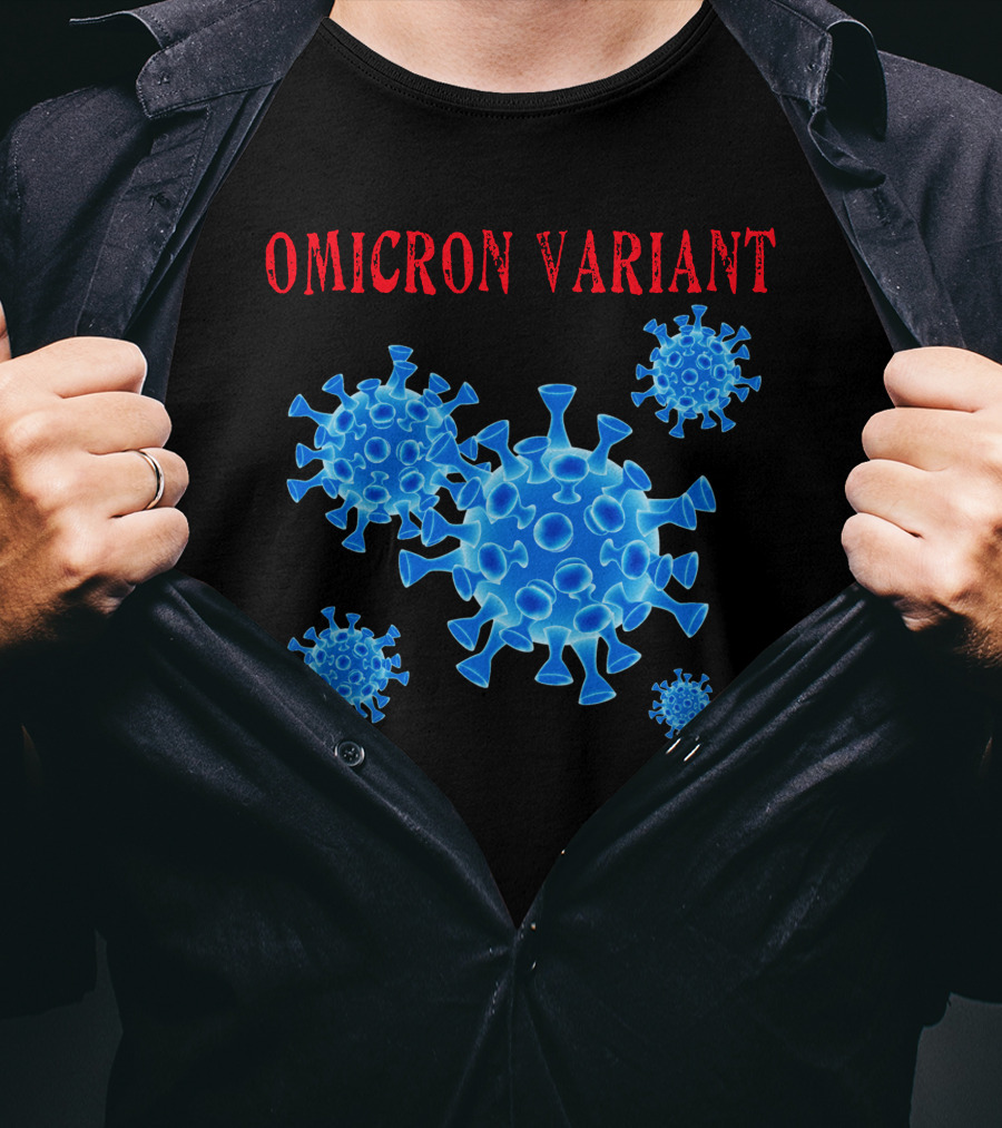 Omicron Variant Virus Graphic Blue Molecular Structure T-Shirt