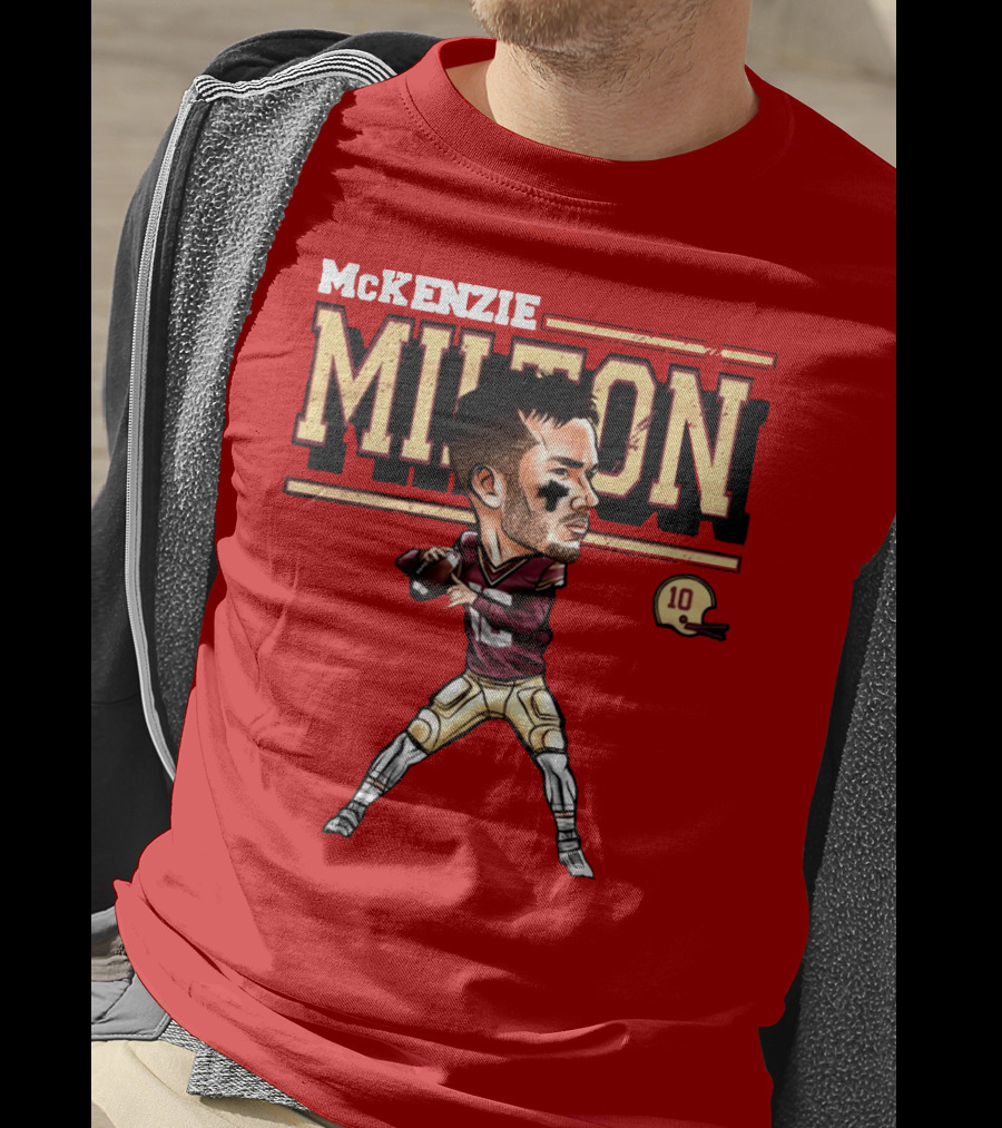 Mckenzie Milton Football Player Cartoon With Helmet Number 10 T-Shirt