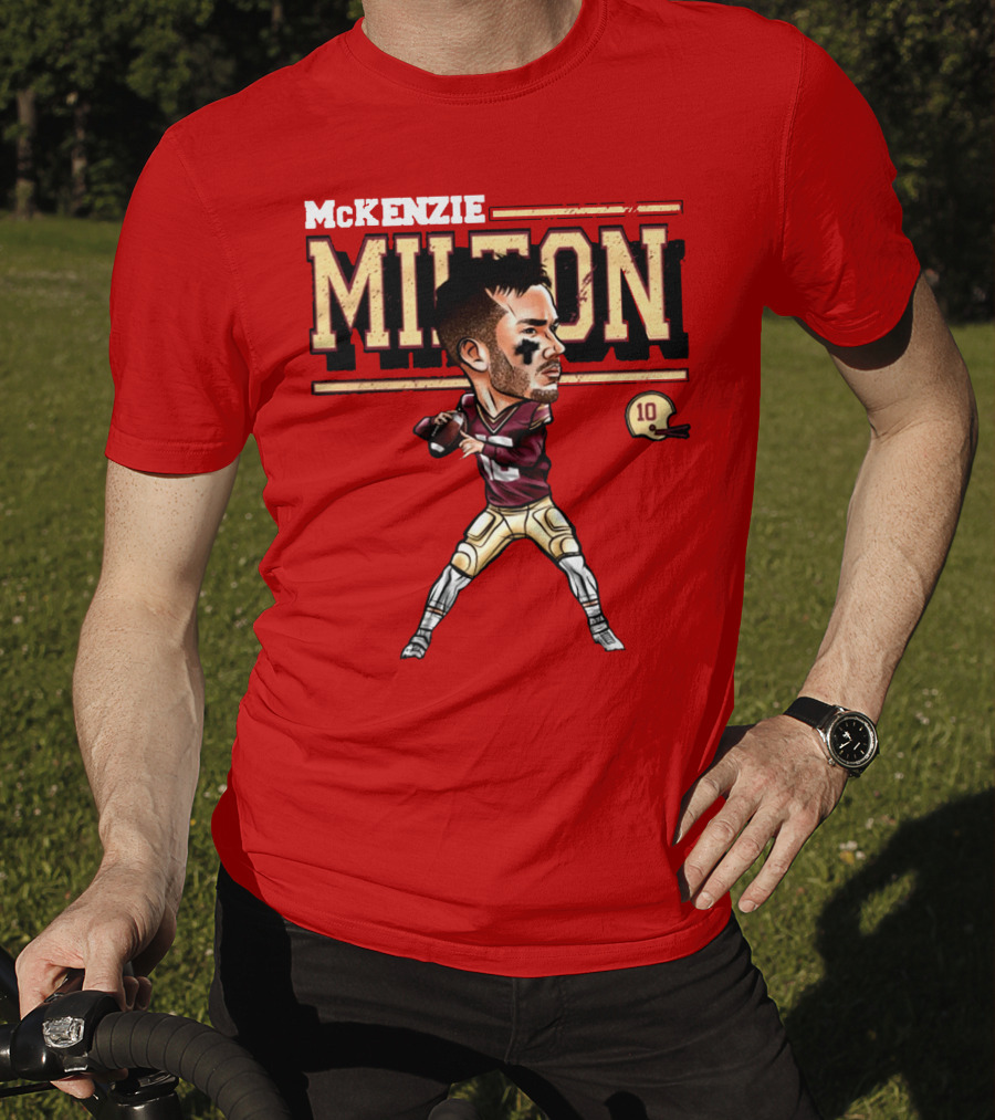 Mckenzie Milton Football Player Cartoon With Helmet Number 10 T-Shirt