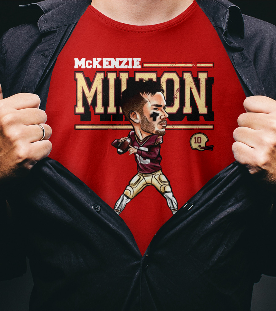 Mckenzie Milton Football Player Cartoon With Helmet Number 10 T-Shirt